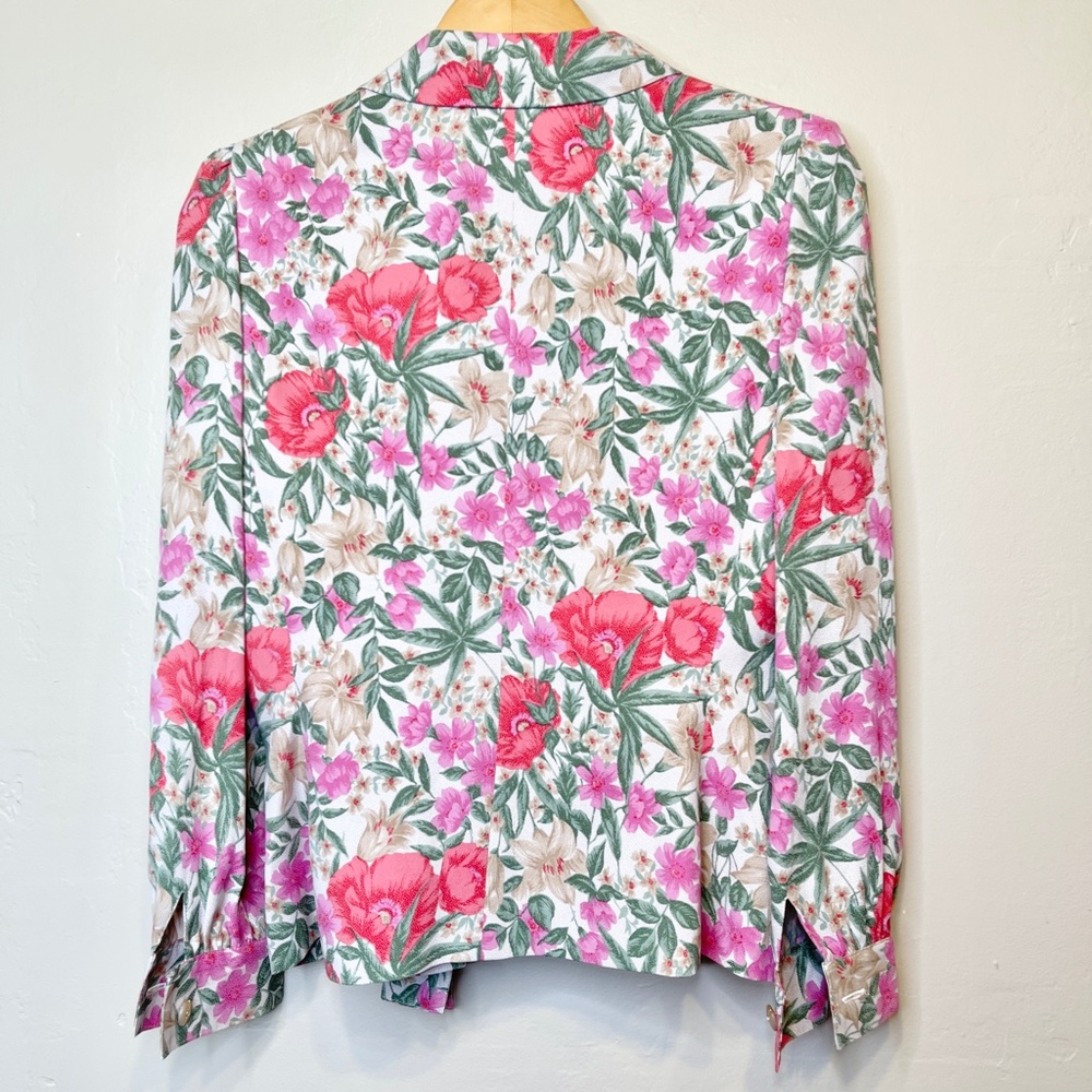 BELLE VOGUE | VTG Rare Floral Pattern Side Tie Lounge Blazer Jacket - Picture 4 of 14